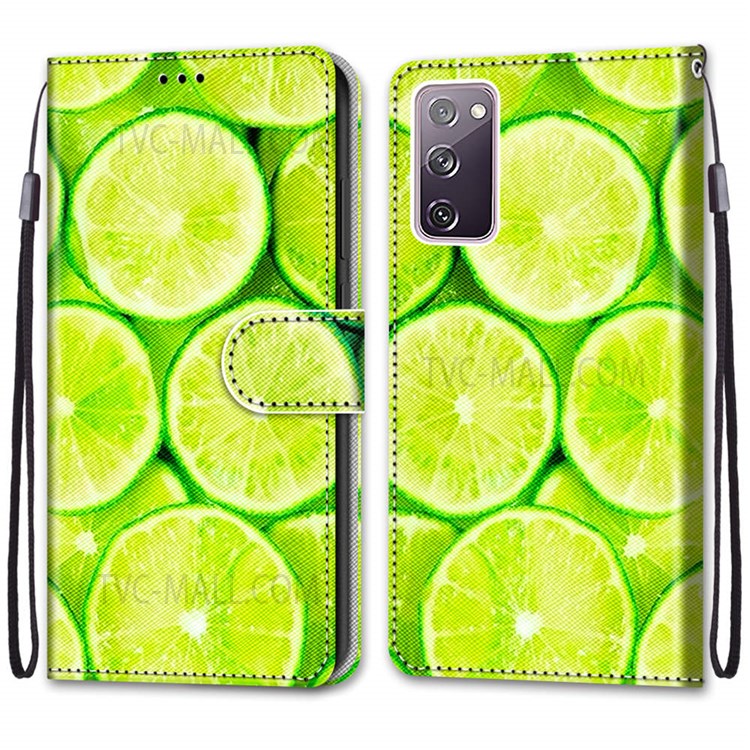 Phone Case for Samsung Galaxy S20 FE/S20 Fan Edition/S20 FE 5G/S20 Fan Edition 5G Stand Leather New Patterned Cover - Lime-1