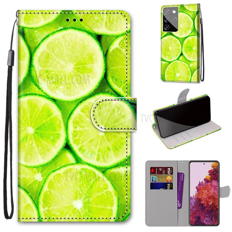 Phone Shell for Samsung Galaxy S30 Ultra Stand Leather New Patterned Cover - Lime-1