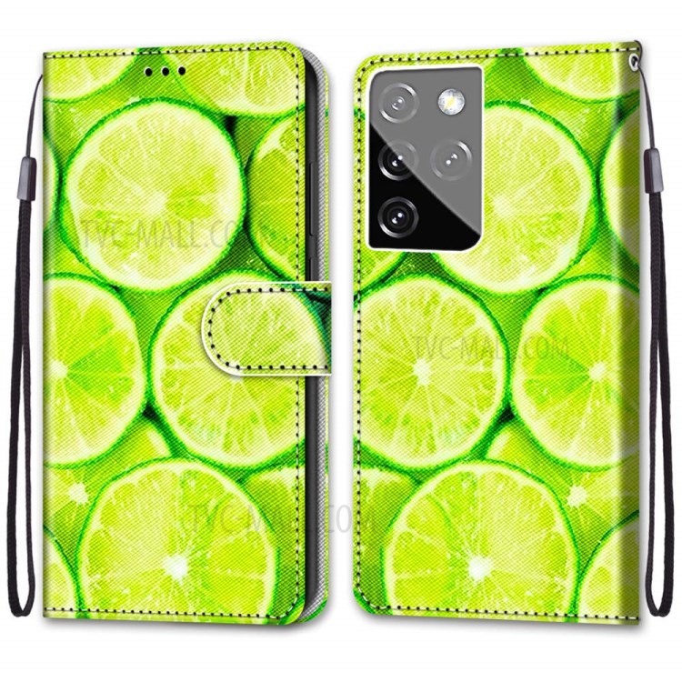 Phone Shell for Samsung Galaxy S30 Ultra Stand Leather New Patterned Cover - Lime-2