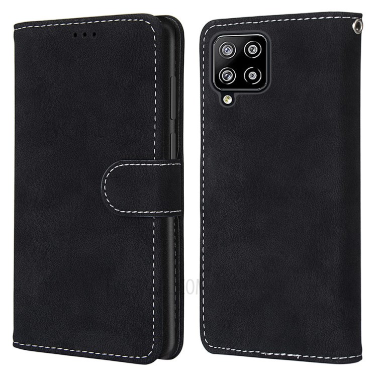 Frosted Surface Wallet Leather Stand Retro Style Phone Case for Samsung Galaxy A42 5G - Black-2