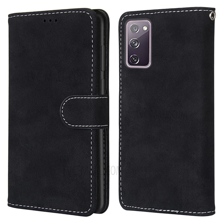 Retro Frosted Surface Wallet Leather Stand Phone Case for Samsung Galaxy S20 FE/S20 Fan Edition/S20 FE 5G/S20 Fan Edition 5G/S20 Lite - Black-2