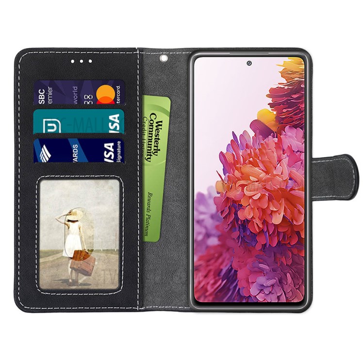 Retro Frosted Surface Wallet Leather Stand Phone Case for Samsung Galaxy S20 FE/S20 Fan Edition/S20 FE 5G/S20 Fan Edition 5G/S20 Lite - Black-3