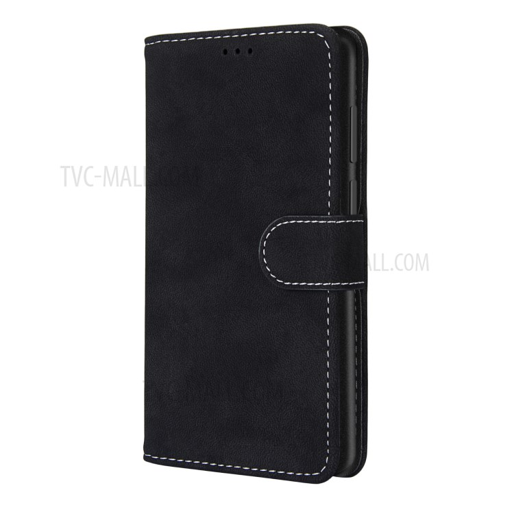 Retro Matte Wallet Leather Stand Cell Phone Protective Case for Samsung Galaxy S30 - Black-6