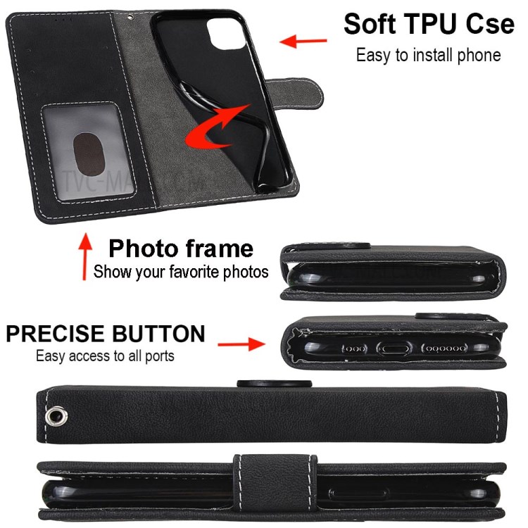 Retro Matte Wallet Leather Stand Cell Phone Protective Case for Samsung Galaxy S30 - Black-7