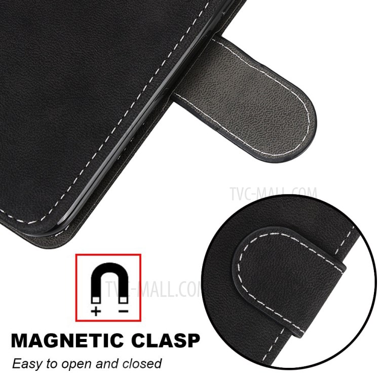 Retro Matte Wallet Leather Stand Cell Phone Protective Case for Samsung Galaxy S30 - Black-9