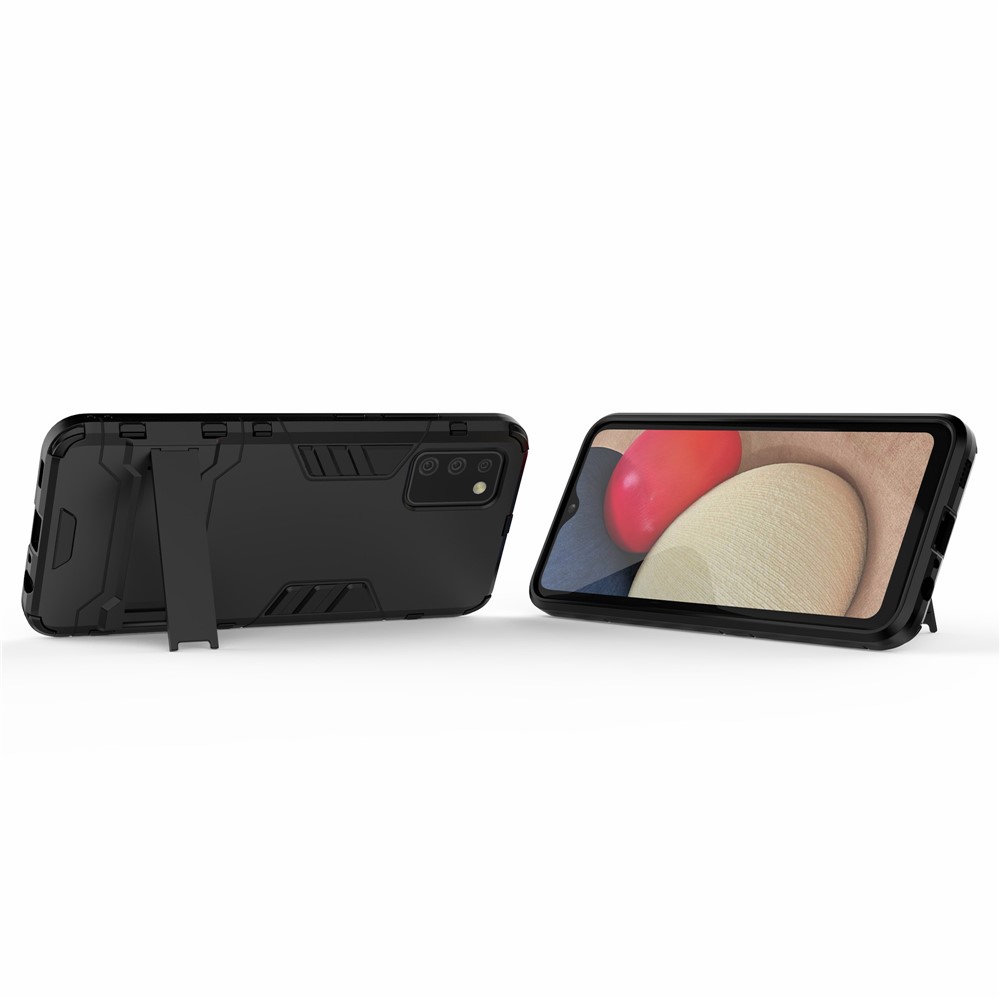 2 in 1 Kickstand Case PC + TPU Combo Phone Shell for Samsung Galaxy A02s - Black-3