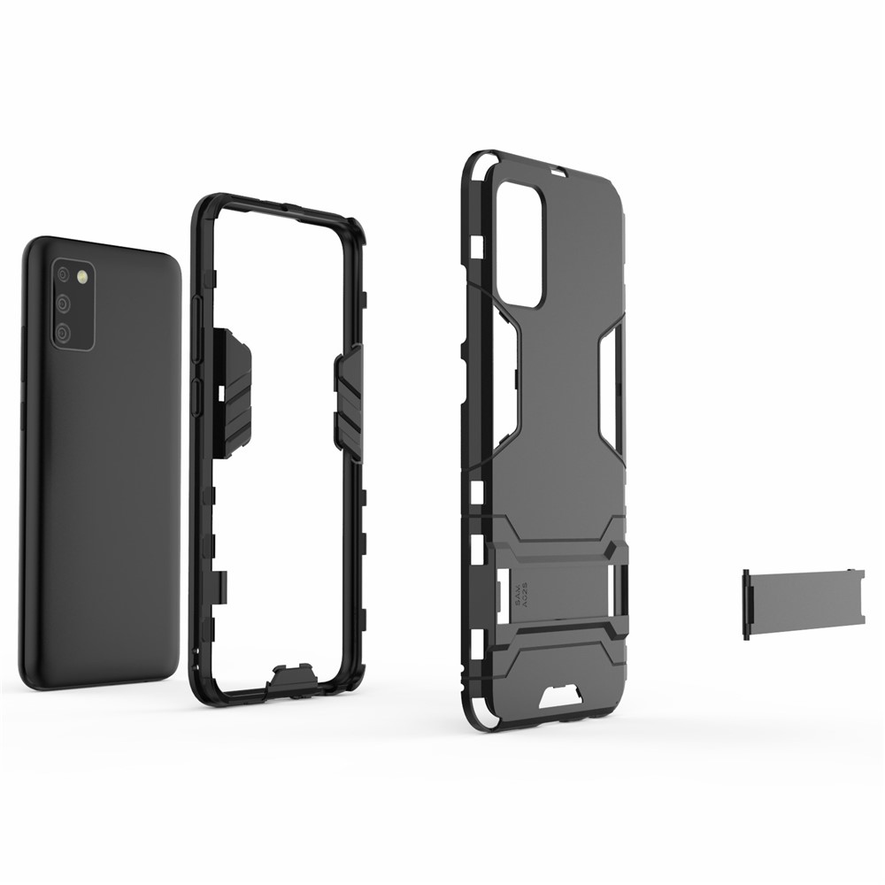 2 in 1 Kickstand Case PC + TPU Combo Phone Shell for Samsung Galaxy A02s - Black-4