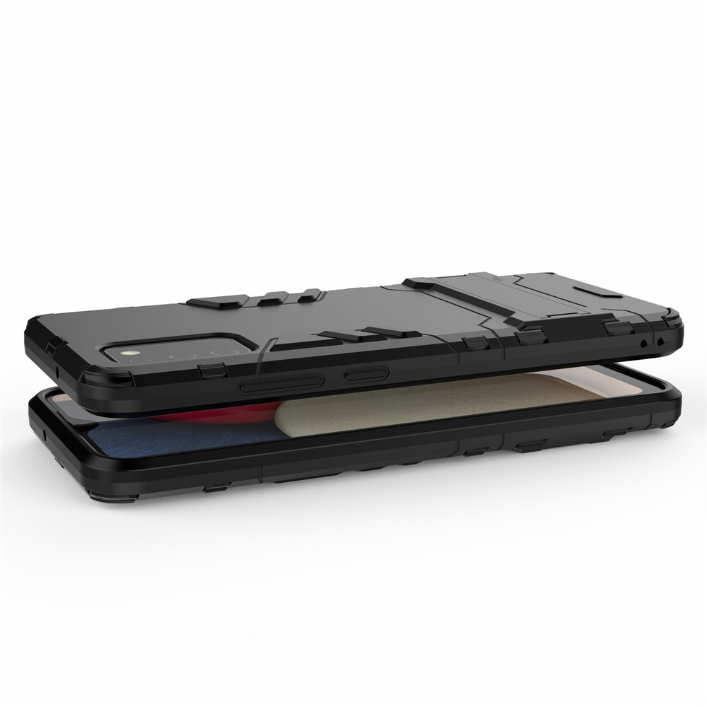 2 in 1 Kickstand Case PC + TPU Combo Phone Shell for Samsung Galaxy A02s - Black-5