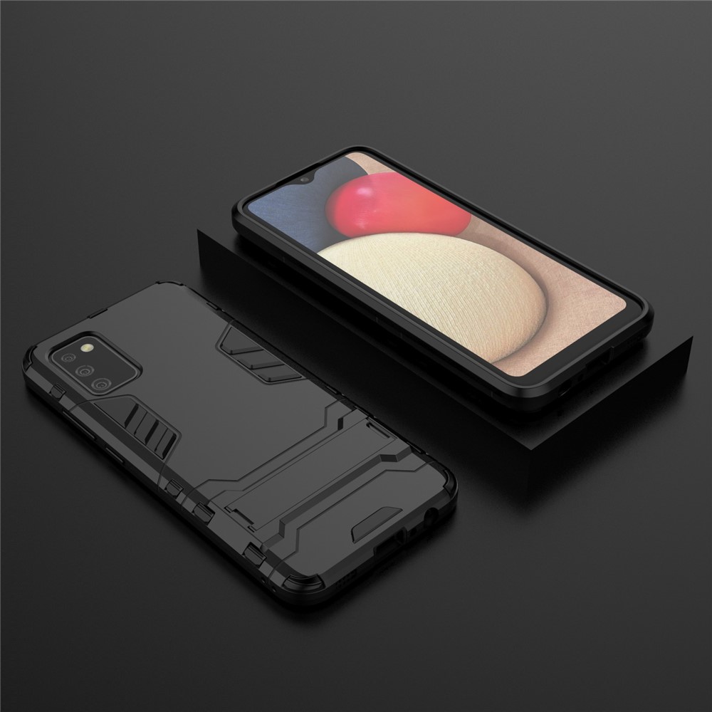2 in 1 Kickstand Case PC + TPU Combo Phone Shell for Samsung Galaxy A02s - Black-9