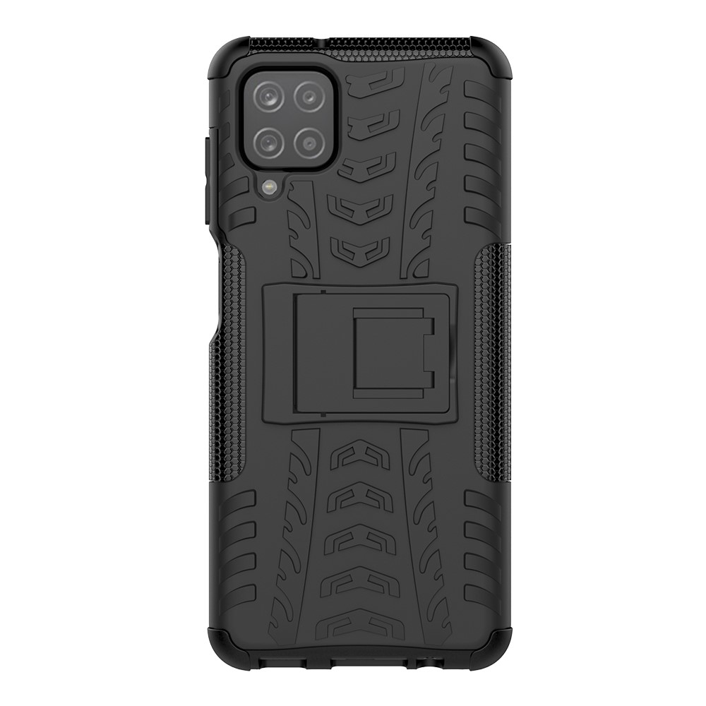 Cool Tyre PC + TPU Hybrid Shell Case for Samsung Galaxy A12 Kickstand 2-in-1 - Black-3