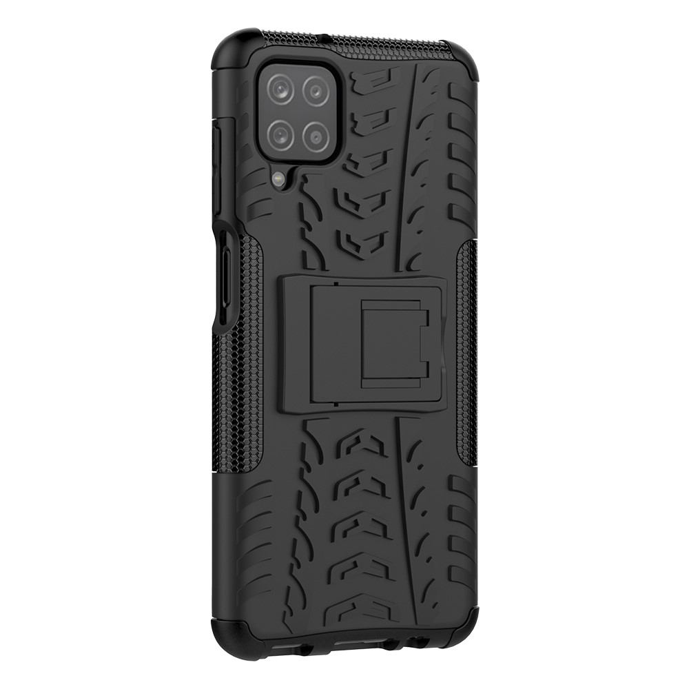 Cool Tyre PC + TPU Hybrid Shell Case for Samsung Galaxy A12 Kickstand 2-in-1 - Black-5