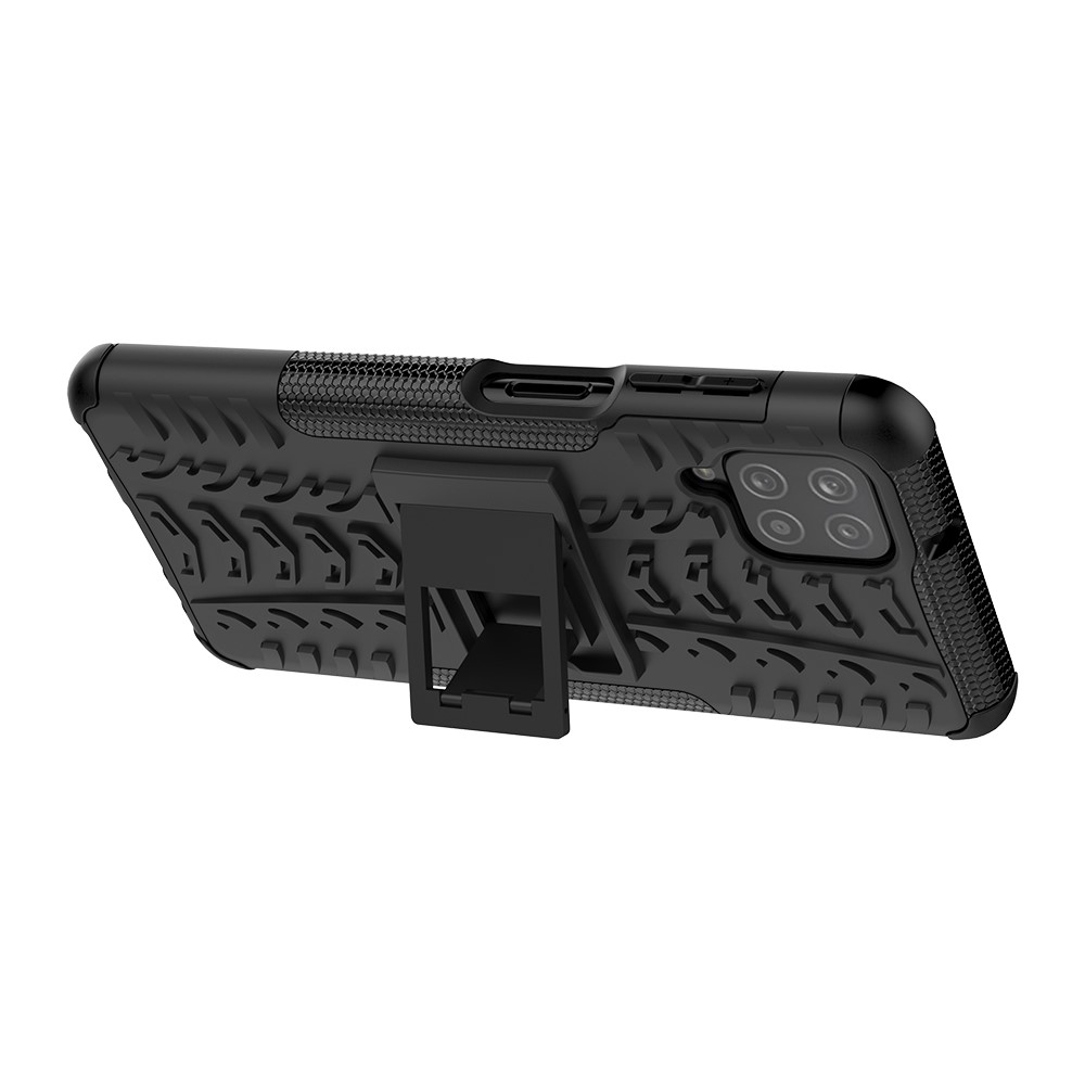 Cool Tyre PC + TPU Hybrid Shell Case for Samsung Galaxy A12 Kickstand 2-in-1 - Black-6
