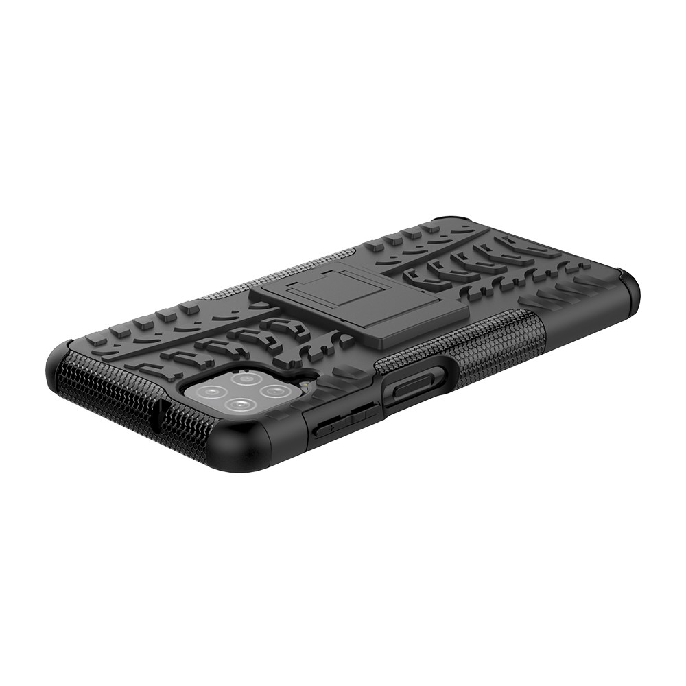Cool Tyre PC + TPU Hybrid Shell Case for Samsung Galaxy A12 Kickstand 2-in-1 - Black-7