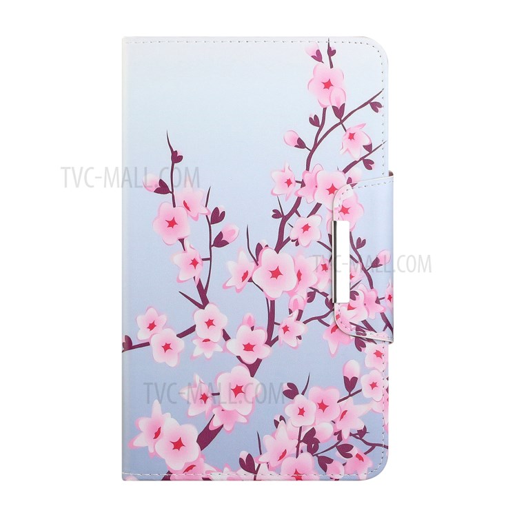 Leather Wallet Stand Case for Samsung Galaxy Tab A 8.0 Wi-Fi (2019) SM-T290 Pattern Printing Protective Shell - Pink Sakura-1