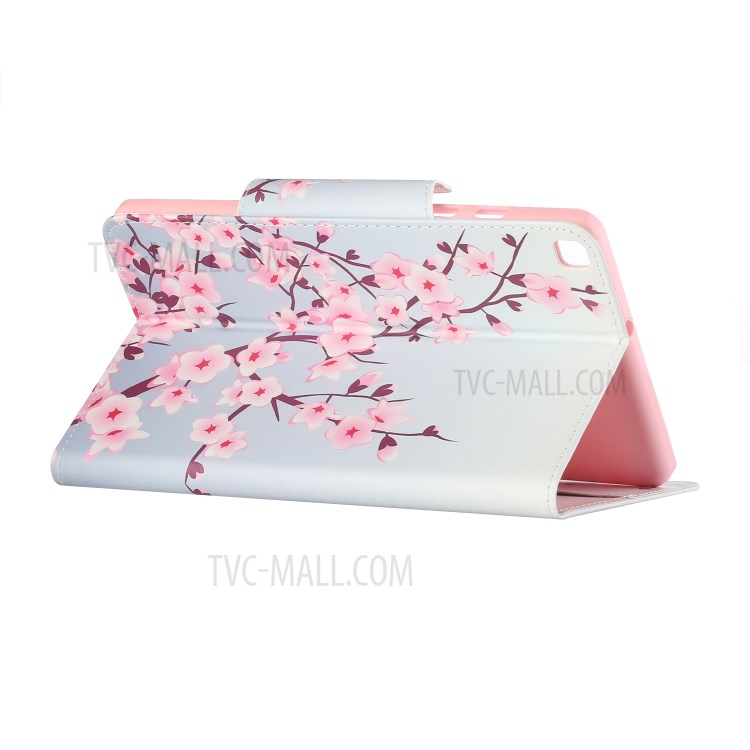 Leather Wallet Stand Case for Samsung Galaxy Tab A 8.0 Wi-Fi (2019) SM-T290 Pattern Printing Protective Shell - Pink Sakura-3