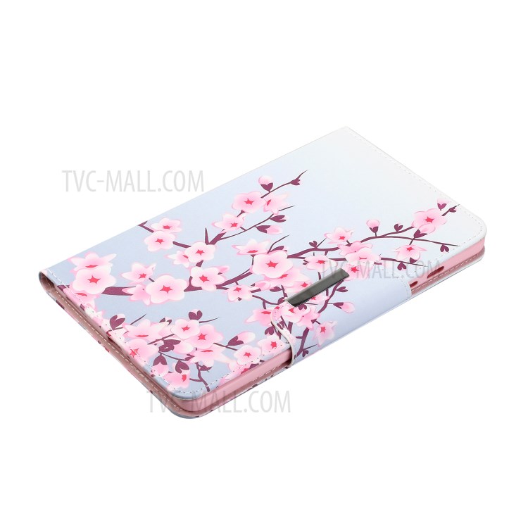 Leather Wallet Stand Case for Samsung Galaxy Tab A 8.0 Wi-Fi (2019) SM-T290 Pattern Printing Protective Shell - Pink Sakura-4