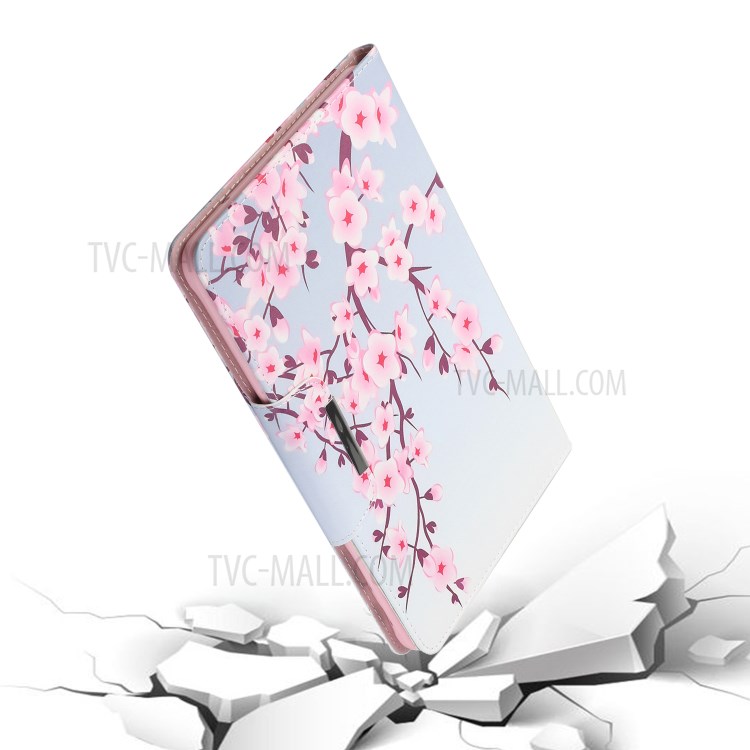 Leather Wallet Stand Case for Samsung Galaxy Tab A 8.0 Wi-Fi (2019) SM-T290 Pattern Printing Protective Shell - Pink Sakura-6