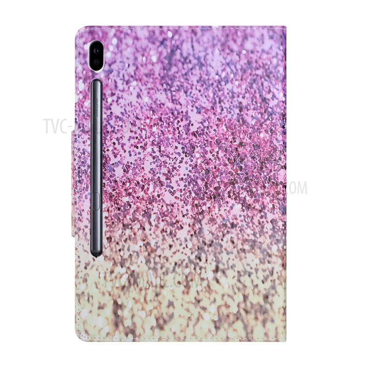 Pattern Printing Anti-Drop Leather Wallet Stand Protective Case for Samsung Galaxy Tab S7 T870 - Pink and Yellow Gradient Sequins-2
