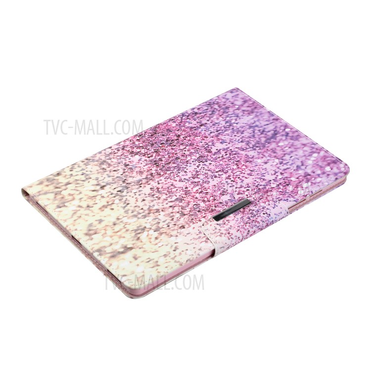 Pattern Printing Anti-Drop Leather Wallet Stand Protective Case for Samsung Galaxy Tab S7 T870 - Pink and Yellow Gradient Sequins-4