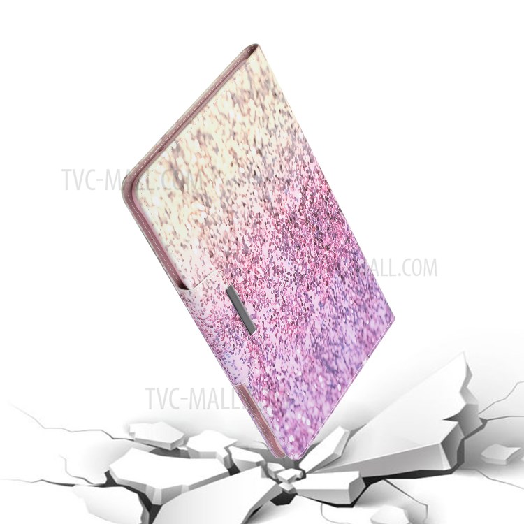 Pattern Printing Anti-Drop Leather Wallet Stand Protective Case for Samsung Galaxy Tab S7 T870 - Pink and Yellow Gradient Sequins-6