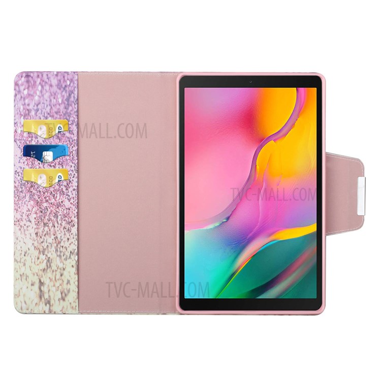 Pattern Printing Leather Case with Wallet and Stand for Samsung Galaxy Tab A 10.1 (2019) T510/T515 - Pink and Yellow Gradient Sequins-5