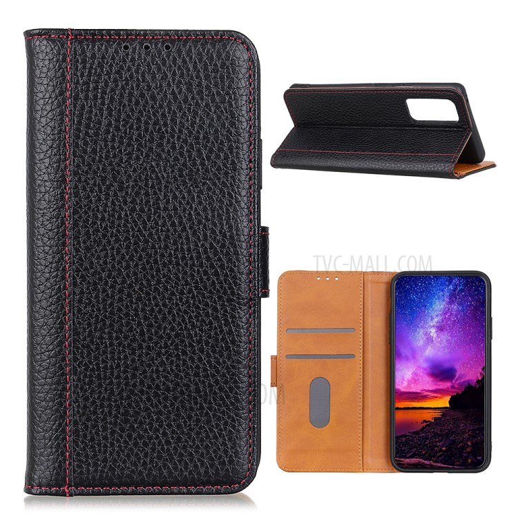 Litchi Skin Wallet Flip Leather Phone Case for Samsung Galaxy A72 5G - Black-1