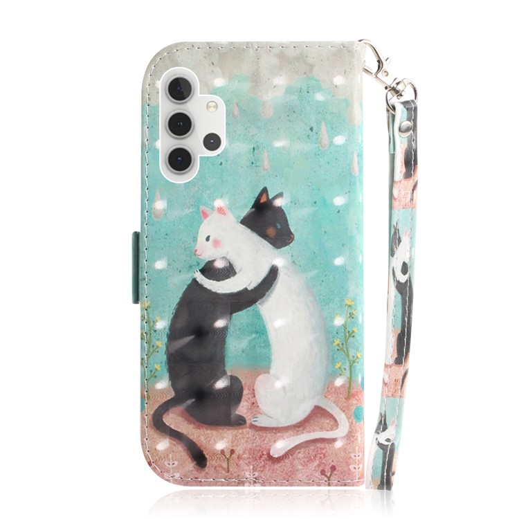 Magnetic Flip Pattern Printing Wallet PU Leather Shell for Samsung Galaxy A32 - Two Cats-3