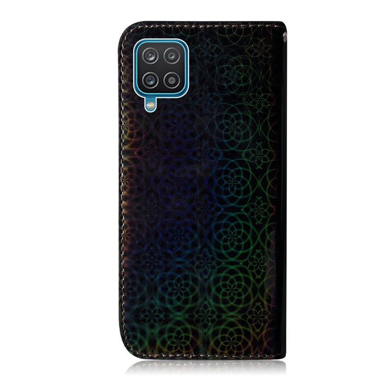 Flower Pattern Leather Stand Wallet Cover Case for Samsung Galaxy A12 - Black-3