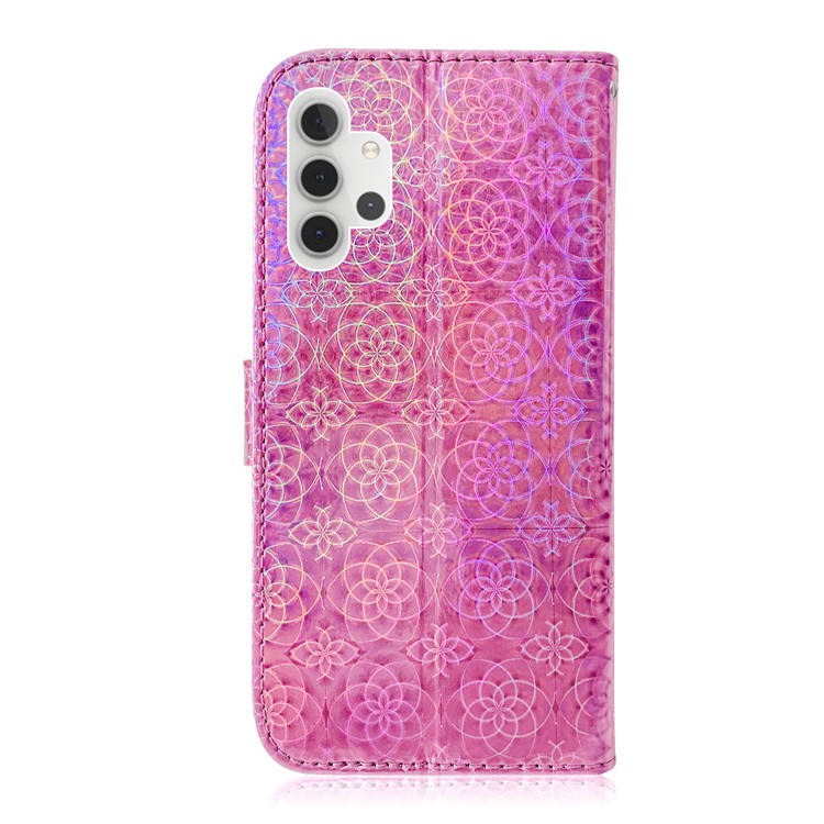 Flower Pattern Leather Stand Wallet Cover Case for Samsung Galaxy A32 - Pink-3