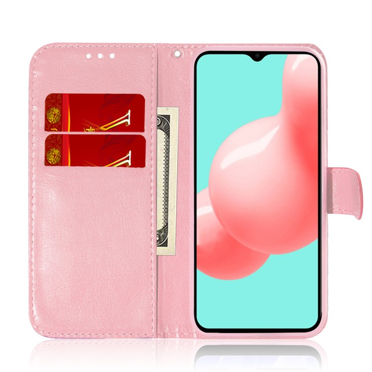 Flower Pattern Leather Stand Wallet Cover Case for Samsung Galaxy A32 - Pink-8