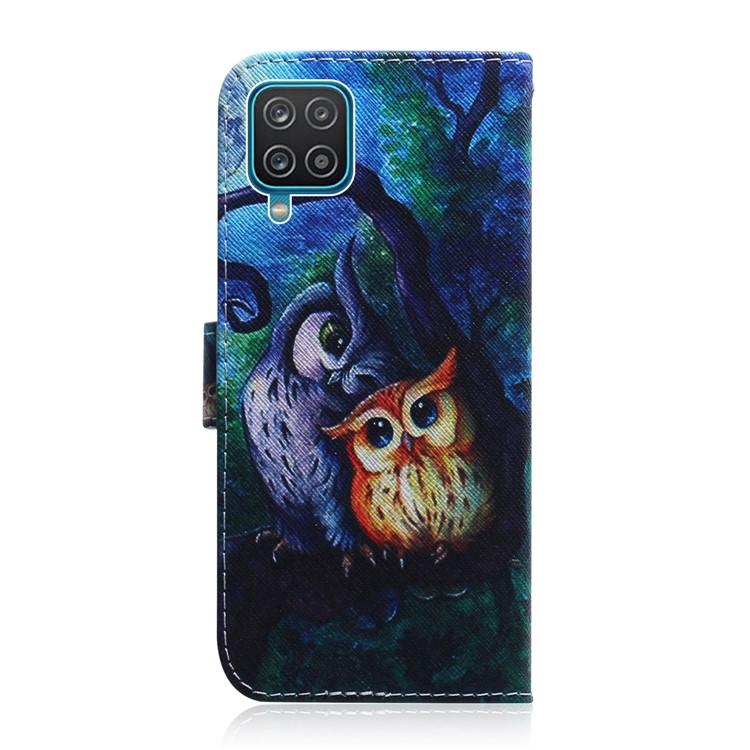 Pattern Printing PU Leather Wallet Stand Phone Casing for Samsung Galaxy A12 - Owls-3