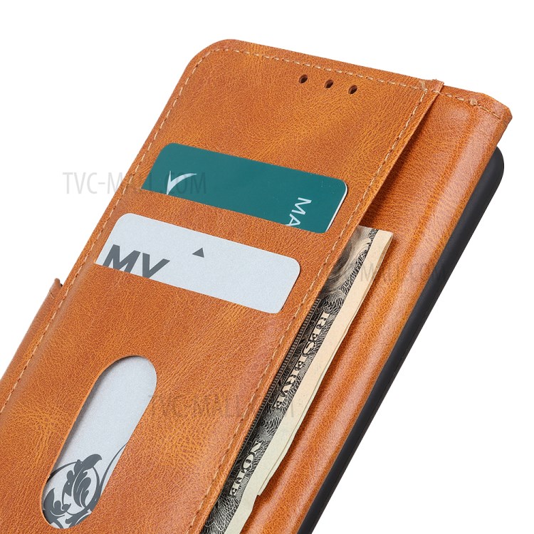 Crazy Horse PU Leather Wallet Stand Protector Cover for Samsung Galaxy A52 5G - Brown-2