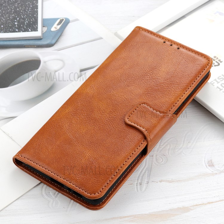 Crazy Horse PU Leather Wallet Stand Protector Cover for Samsung Galaxy A52 5G - Brown-8