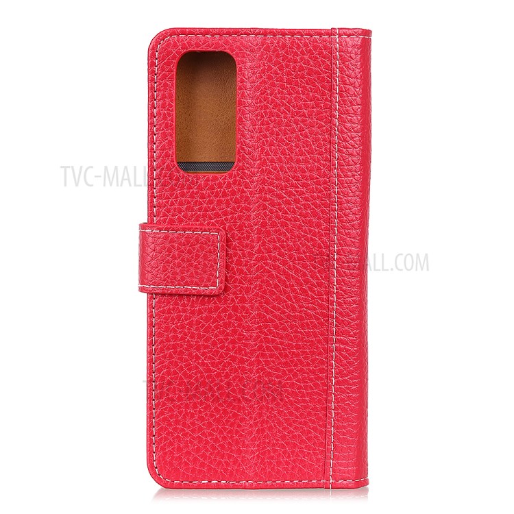 Litchi Skin Wallet Flip Leather Phone Case for Samsung Galaxy A52 5G - Red-8