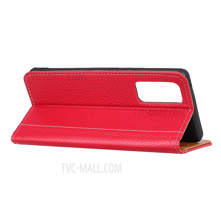 Litchi Skin Wallet Flip Leather Phone Case for Samsung Galaxy A52 5G - Red-9