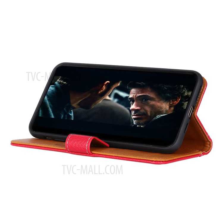 Litchi Skin Wallet Flip Leather Phone Case for Samsung Galaxy A32 - Red-3