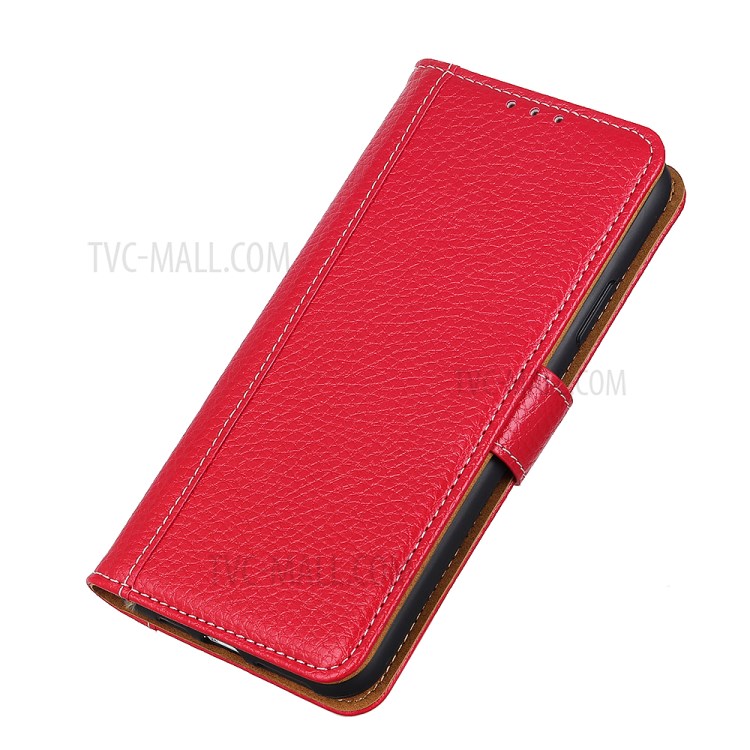 Litchi Skin Wallet Flip Leather Phone Case for Samsung Galaxy A32 - Red-6