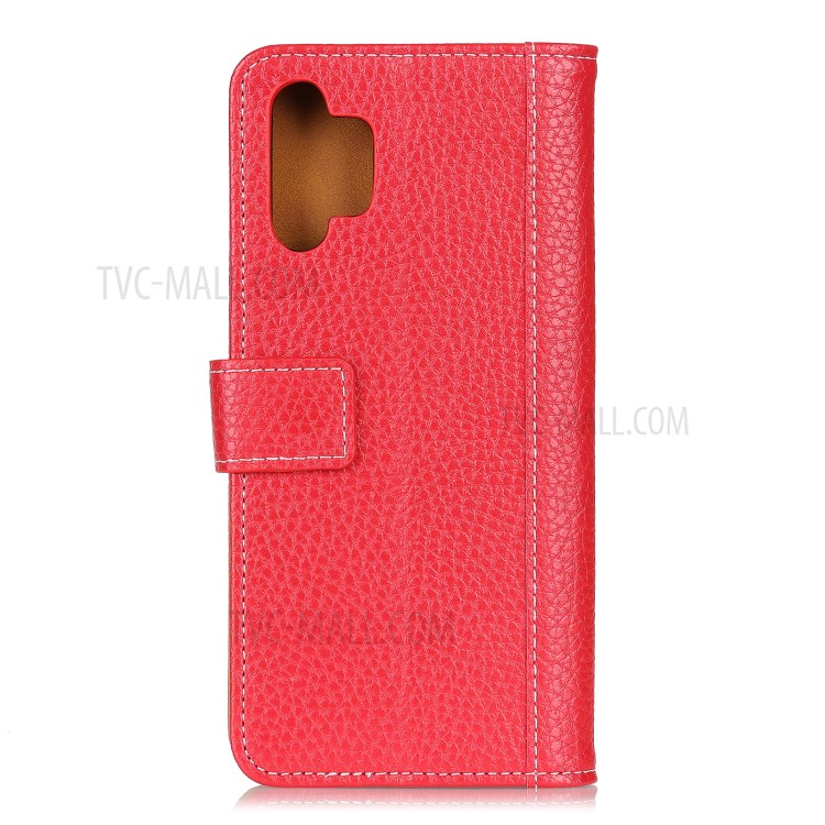 Litchi Skin Wallet Flip Leather Phone Case for Samsung Galaxy A32 - Red-7