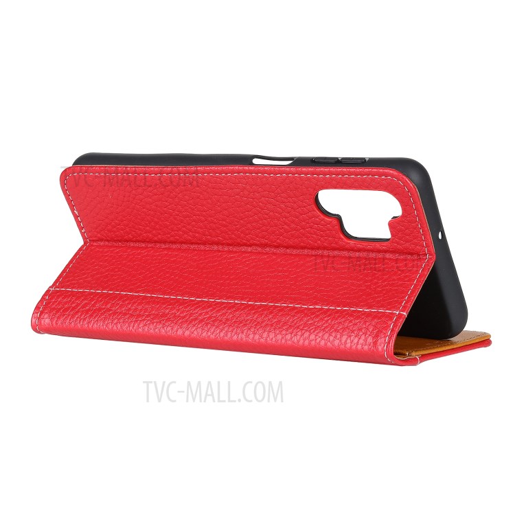 Litchi Skin Wallet Flip Leather Phone Case for Samsung Galaxy A32 - Red-8