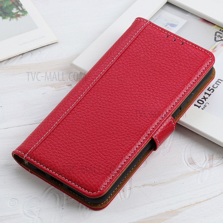 Litchi Skin Wallet Flip Leather Phone Case for Samsung Galaxy A32 - Red-9