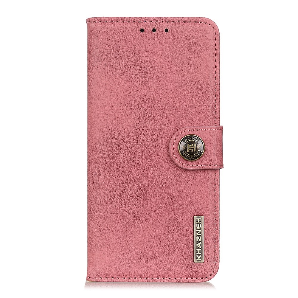 KHAZNEH TPU + PU Leather Wallet Stand Phone Shell for Samsung Galaxy A32 - Pink-4