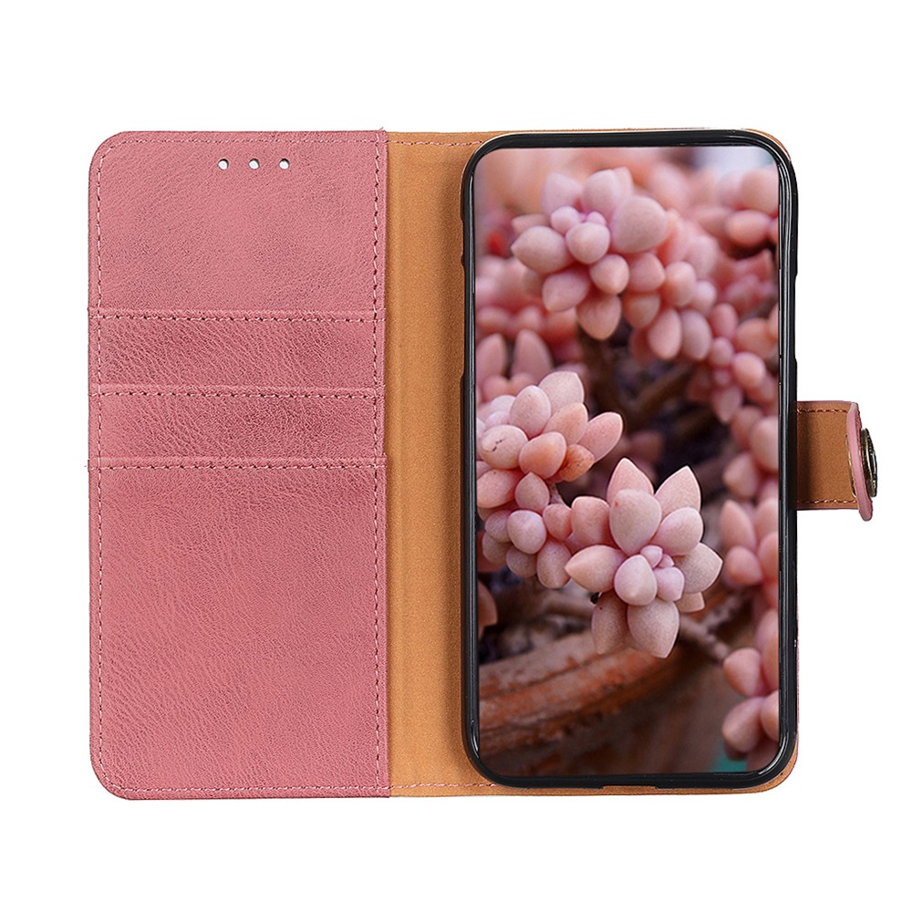 KHAZNEH TPU + PU Leather Wallet Stand Phone Shell for Samsung Galaxy A32 - Pink-6