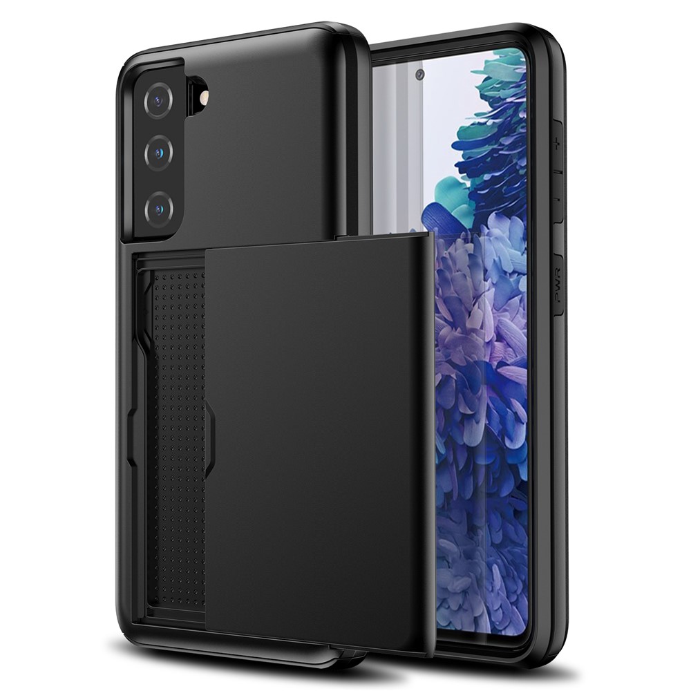 Sliding Card Holder PC + TPU Hybrid Phone Cover Case for Samsung Galaxy S30 - Black-3