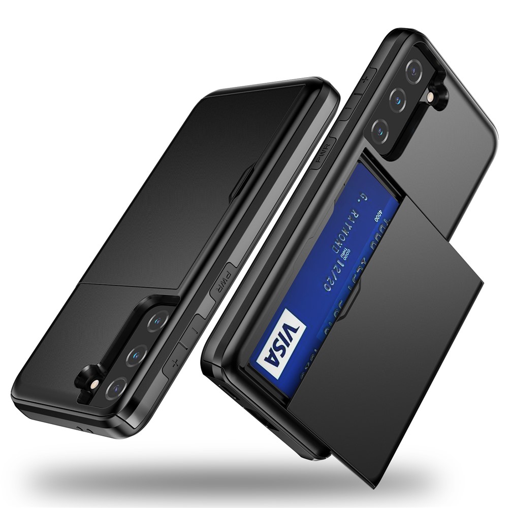 Sliding Card Holder PC + TPU Hybrid Phone Cover Case for Samsung Galaxy S30 - Black-6