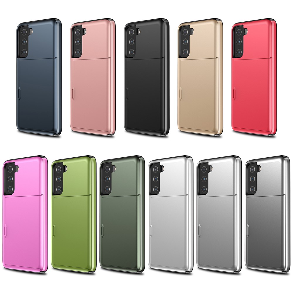 Sliding Card Holder PC + TPU Hybrid Phone Cover Case for Samsung Galaxy S30 - Black-9