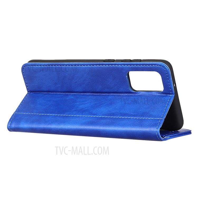 Auto-absorbed Wallet Litchi Texture Leather Mobile Phone Case for Samsung Galaxy A72 5G - Blue-9