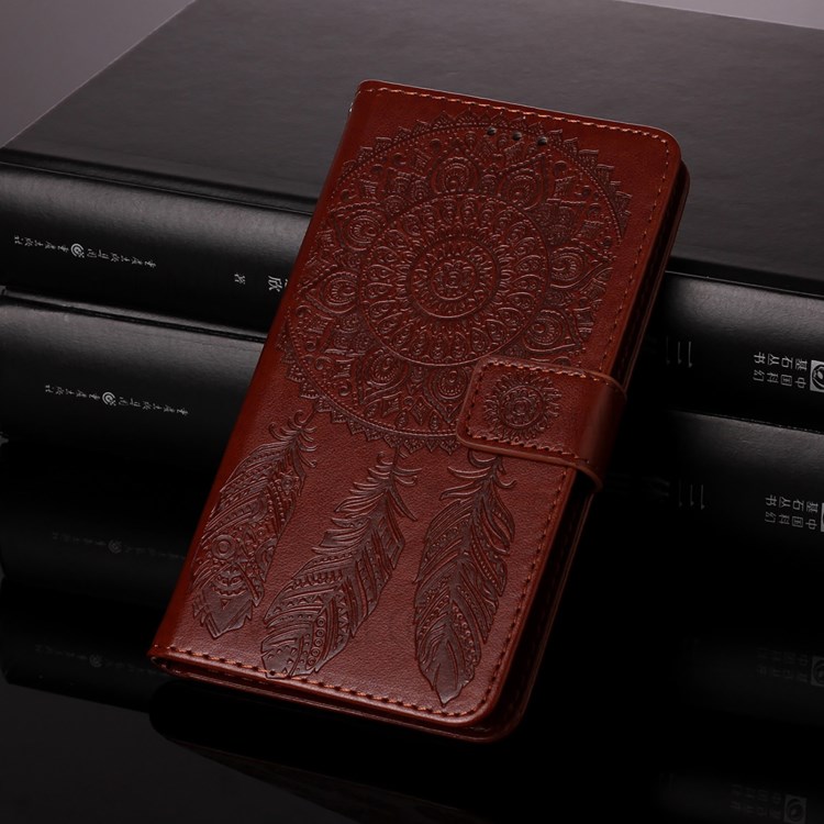 Wallet Stand Leather Cell Phone Cover Shell with Dreamcatcher Imprinting for Samsung Galaxy S30 Plus - Brown-11