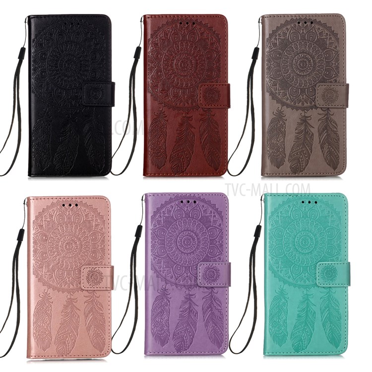 Wallet Stand Leather Cell Phone Cover Shell with Dreamcatcher Imprinting for Samsung Galaxy S30 Plus - Brown-12