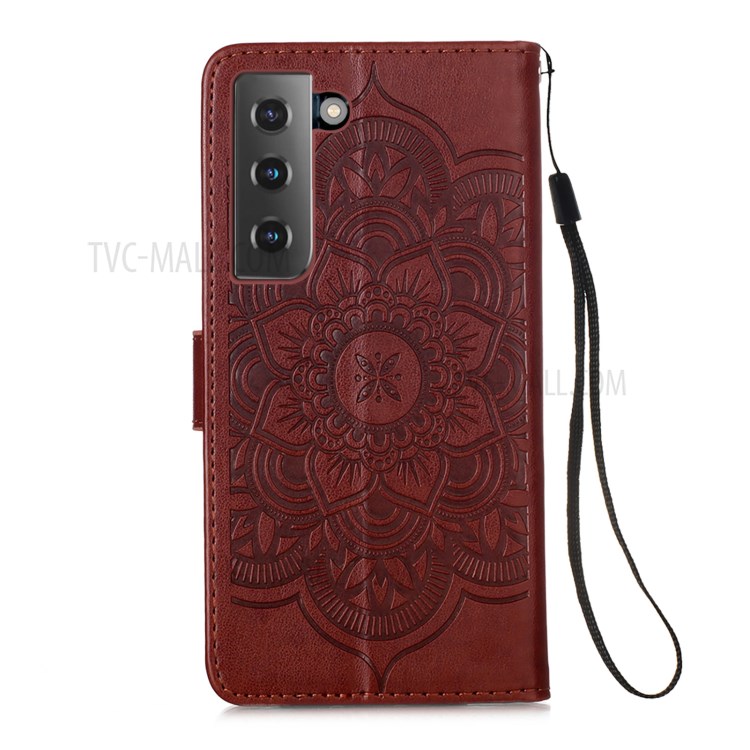Wallet Stand Leather Cell Phone Cover Shell with Dreamcatcher Imprinting for Samsung Galaxy S30 Plus - Brown-3