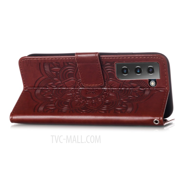 Wallet Stand Leather Cell Phone Cover Shell with Dreamcatcher Imprinting for Samsung Galaxy S30 Plus - Brown-5